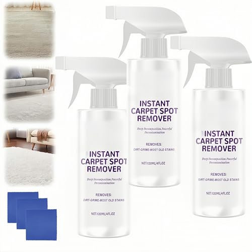 2025 New Instant Limpiador de Manchas para Alfombras, Limpiador Multiusos Potente de Secado Rápido, Fácil de Usar, Solución para Grasa, Vino Tinto, Muebles y Sofás (3Piezas)