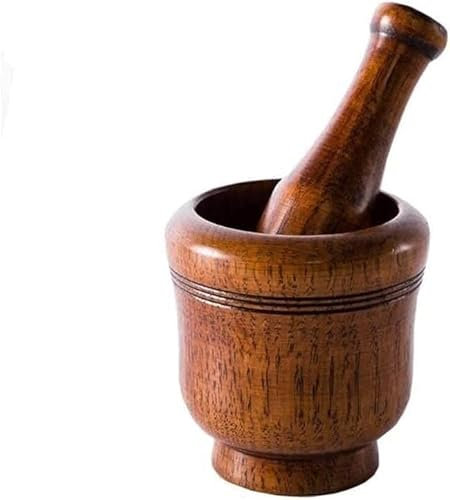 Pestle & Mortar, Spice Stone Grinder Wooden Handmade Spice Herb Grinder Smasher