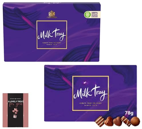 Dairy Milk Tray Chocolate Box 78g x 2 with Card – Assorted Milk Chocolates Selection Gift for Birthday, Thank You, Get Well Soon, Christmas, Valentine’s, Anniversary Treat Box