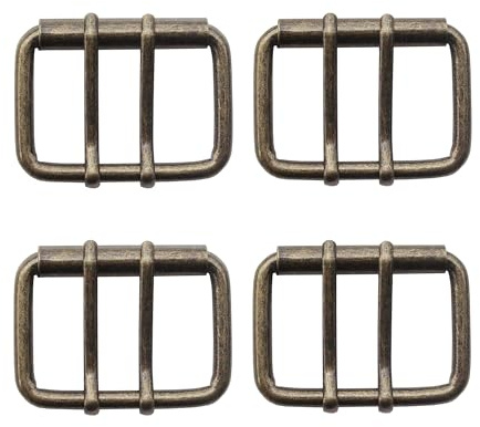 TESDA 4 fibbie ad anello a doppia pinza, doppio ago, per cinturini in pelle più larghi 45 mm, bronzo, 45mm
