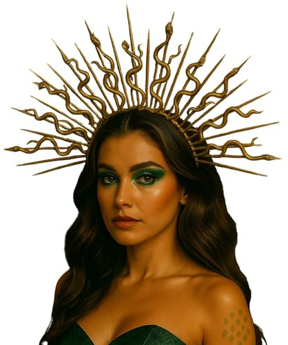 MIMIKRY Medusa Schlangen Kopfschmuck für Erwachsene Kostüm Zubehör Tiara Kopfbügel Haarreif griechische Mythologie