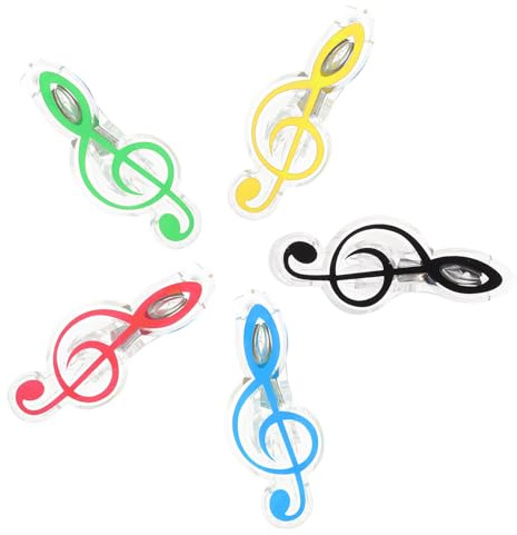 Notenhalter Clips 5 Stück, Kunststoff und Stahlklemmen für Schüler | Windige Außenbereiche, Hält Seiten Eben, Geeignet für Kochrezepte und Predigtnotizen Zufällige Farbe