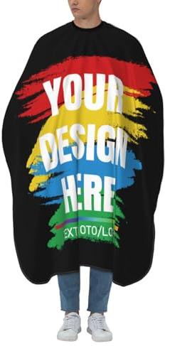 Custom Barber Cape for Men Custom Hairdressing Gown Personalised Barbers Cape Cloth Print Any of Your Design Photo/Text/Logo Unisex Hairdressers Gown for Hair Styling, Cutting and Coloring Styling