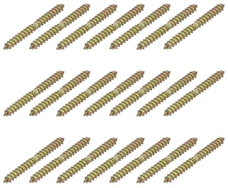BUGUUYO 40 piezas Tornillos Doble Rosca Galvanizados de Zinc Tornillos Espiga Autorroscantes para Conectores de Muebles y Ensamblaje de Madera
