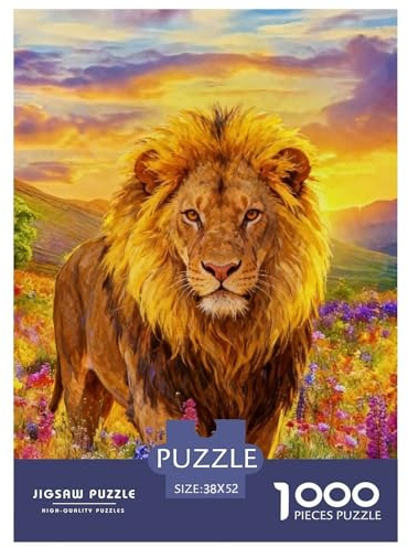 Puzzle Lion 1000 Pièces pour Enfants Et Adultes, Jeu Ludique Et Instructif, Casse-tête Buisson Fleuri, DéCoration, Cadeau Adulte 52x38cm/1000pcs