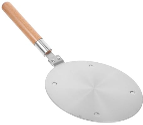 DOITOOL Plaque Diffuseur de Chaleur Répartiteur Thermique en Acier Inoxydable Poignée en Bois pour et des Casseroles Adaptateur pour Cuisinière Induction
