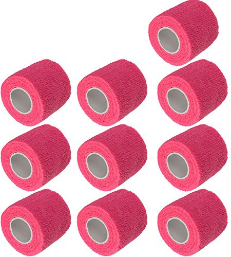 E Support 10Stk Rosa Rollen Kohesive Selbsthaftende Bandagen Fingerpflaster Fingerverband Wundverband selbstklebend wasserfest 4.5mx5cm