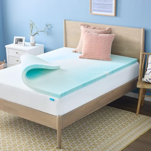 Linenspa Gel Swirl Memory Foam Topper, Blue, King