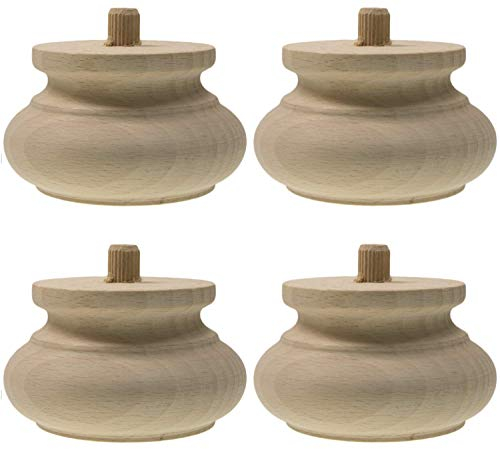 AWEHIRU HDmirrorR Möbelfüße Holz 4 x Ø90 / 55mm Kugelfüße Schrankfüße BUCHEN