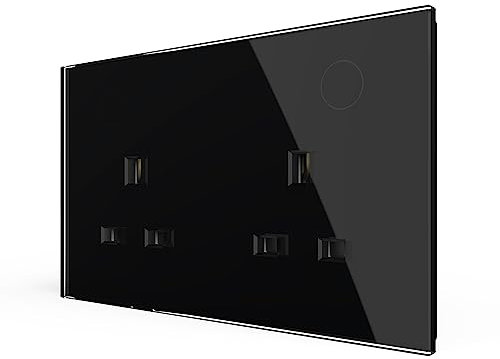 Livolo UK Standard Wall Power Socket with Remote Function,Crystal Glass Panel, 13A Wall Outlet, VL-W2C2UK-12