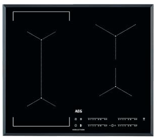 AEG 6000 Series Induction Hob 60 cm, 4 Zones, IKE64441FB, Combine 2 Cooking Zones with Bridge, Quick Heat with PowerBoost, Hob2Hood, Frameless Black Glass, Touch Control, Child Lock, 44x560x490mm