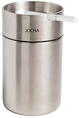JOCHA Car Ashtray with lid smell proof Stainless Steel Portable Smokeless Detachable Windproof Self Extinguishing Butt Bucket Ash Tray for Most Car Cup Holder for Outdoor Travel Home Office (Silver)