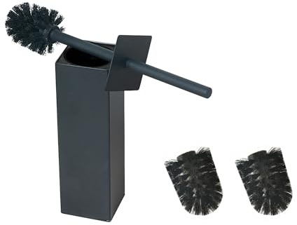 BGL Escobilla de Inodoro de Acero Inoxidable Pesado, Color Negro, Cepillo de Limpieza Cuadrado para baño (Negro)
