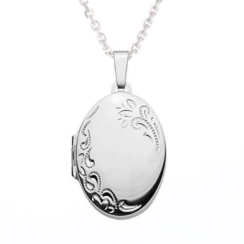 SELVA Damen Halskette mit Medaillon zum Öffnen (aufklappbar), oval, Silber 925/rh, Verlängerung (8 cm), BxHxT (mm) 17,2 x 23,6 x 5,8; Kettenlänge: 42-50 cm