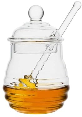 NC Barattolo di miele in vetro da 250 ml con barattolo di marmellata trasparente con bilanciere e coperchio per cucina domestica