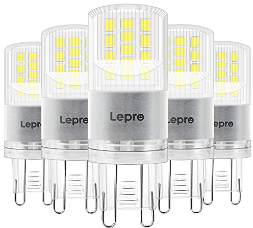 Lepro G9 LED Lampe, 3.8W 470 Lumen Glühbirne, Kein Flackern und 6000k Kaltweiß G9 LED Leuchtmittel Birne Ersatz 40W herkömmlichen Lampe, 300° Abstrahlwinkel, Nicht Dimmbar 5er Pack