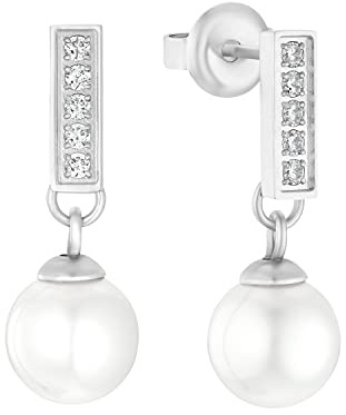 s.Oliver Ohrhänger Edelstahl Damen Ohrschmuck, mit Zirkonia synth., 0,8 cm, Silber, Kommt in Schmuck Geschenk Box, 2031473