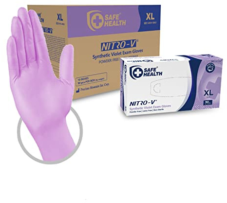 Safe Health Nitro-V Nitrilhandschuhe Vinyl Einweghandschuhe XL Lila, 900 stück, Pulverfrei Latexfrei, Lebensmittel, Nagelstudio Klinik Medizinische Versorgung Heimwerker Kochhandschuhe in S, M, L, XL
