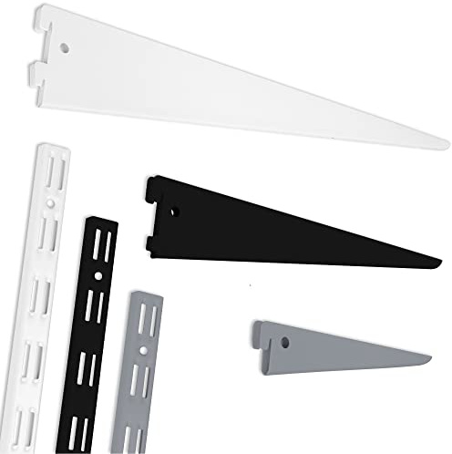 ib style® 2er Set Wandschienen | Regalträger oder Regalschienen Raster 50mm | 2-reihig | 100cm silbermatt