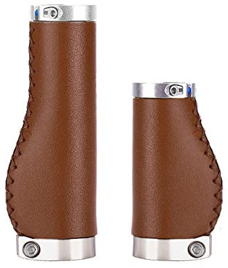 Fahrradgriffe, PVC-Mikrofaser, Leder, ergonomisch, handgenäht, lässig, Retro-Griffe, rutschfest, doppelt verriegelbar, Lenkerhebel für MTB, Rennrad (Dunkelbraun-95/135 mm-B)