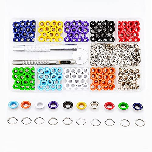 Ösen Set, 400 Stück 5 mm Metallösen Eyelet Metallösen Grommet Kit Ösen Werkzeug mit 3-teiligem Installations-Werkzeug-Kit für Stoff, Leder, Kleidung, Leinwand-Locher (10 Farben)