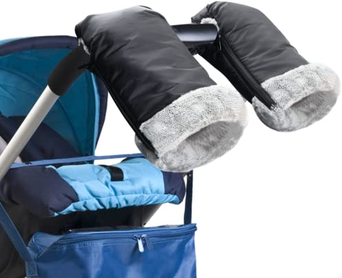 Luchild Handwärmer Kinderwagen Handschuhe Handmuff Wasserdicht und Winddicht mit Warme Fleece und Baumwolle Stroller Handmuff Universalgröße für Kinderwagen, Buggy, Radanhänger(mit Reißverschluss)