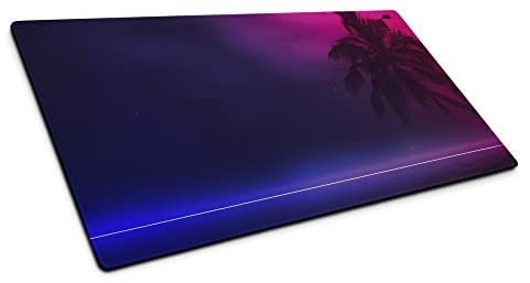 Mauspad XXL Gaming Tischunterlage Für Tastatur Und Maus - XXL Mousepad 800 x 400 mm Groß - Schreibtischunterlage Wasserfest Unterseite rutschfest - Neon Beach Gamer Deko