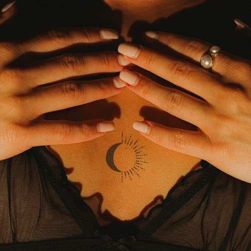 Inkster Tattoo Mond und Sonne | NEU: Verbesserte Qualität | Hautfreundlich & EU Kosmetikzertifiziert | hochwertige Temporäre Tattoos aus pflanzlichen Inhaltsstoffen | wasserfest