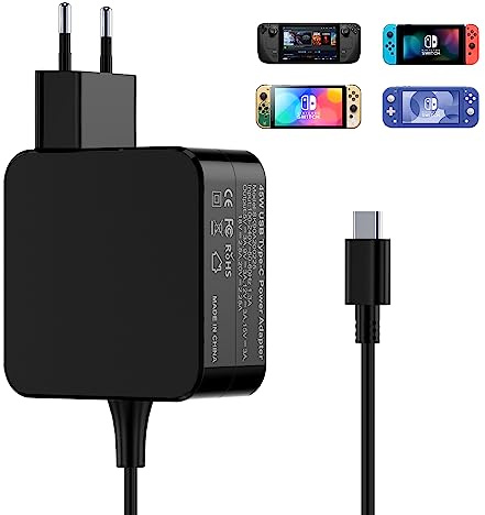 Jippofu Ladekabel Netzteil für Nintendo Switch Steam Deck 45W USB C Charger | Ladegerät für Switch OLED Switch Lite Schnellladekabel Schnellladegerät Laptop Handy Typ C Adapter 20V/2.25A 15V/3A