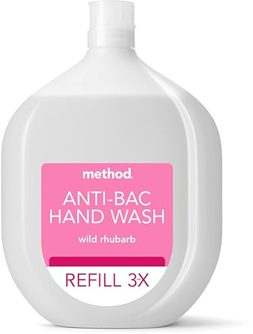 Method Antibacterial Hand Wash Refill, Gentle Hand Cleansing, Fresh Wild Rhubarb Scent, Pack of 1, 1 x 1L