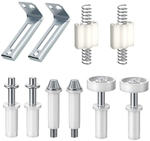 UFURMATE 2 kits de pièces de réparation de quincaillerie de porte de placard pliante, y compris pivots supérieurs, pivots inférieurs, Top Guide Wheels, Pivot Brackets, Springs