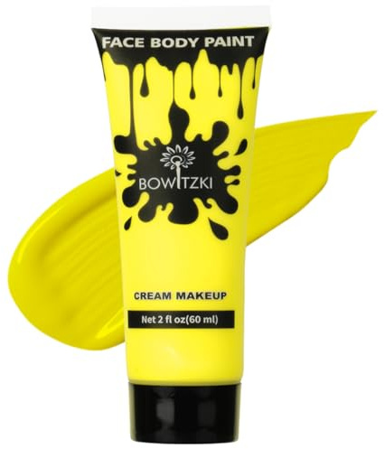 Bowitzki Peinture pour le visage et le corps, 60 ml, crème à base d'eau, effets spéciaux pour adultes, enfants, Halloween, Noël, fête, cosplay, jaune