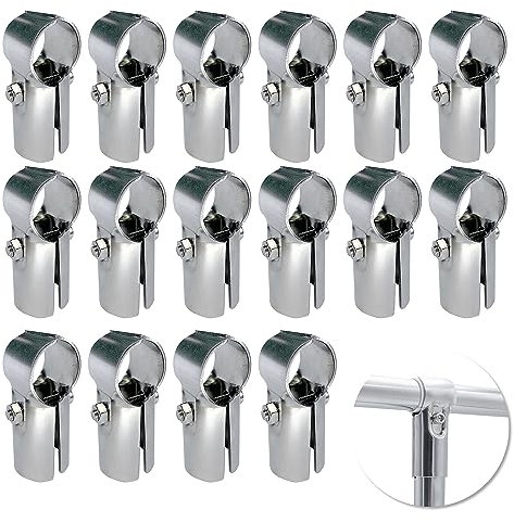 ZHUOMINGJIA 16 Sets 2,5 cm T-Rohrschellen, Edelstahl-Kettenglied-Endschienenklemmen, Gelenkrohrklemme, für Geländer, Rohre, Zäune, Zwinger, Handläufe
