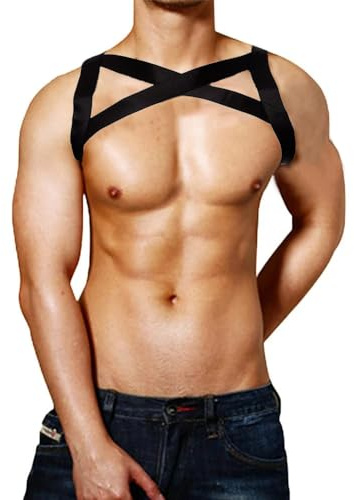 NEEMOSI Harness Männer Gay Stretch Herren Schultergurt Brust Harness Geschirr Männer Body Bandage Nylon Geschirr Dessous Unterwäsche Elastische Schulter Muskel Bänder Mit Armband Clubwear
