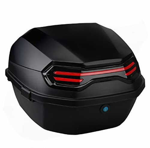 JUNNIU Caja Superior de Motocicleta de 44 litros, Caja Superior de Scooter, Caja de Equipaje de Maletero Trasero, con Caja de Transporte de Casco de Bloqueo de Seguridad/Negro/Negro Mate Decoration