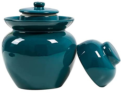 ZzzaNa Ceramic Pickles Jar, Traditional Fermenting Jars with Water Seal Airlock Lid, Pickles Fermentation Crock Sealing Can for Make and Storage Sauerkraut Kimchi,5L Jars (Size : 5L)