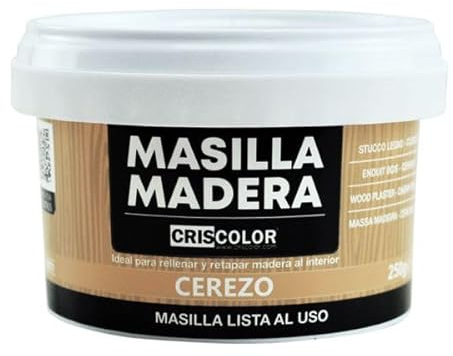 Masilla de relleno para madera, Pasta para tapar grietas,Repración de fiscuras, agujeros en muebles para interior. Lista para usar. Calidad profesional 250g, Cerezo