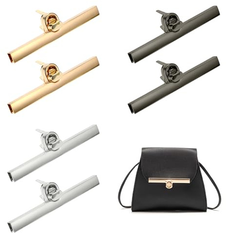ZYKORT 6 Pezzi Chiusure per Borse in Metallo, Uncinetto Serratura Borsa, Accessori per Borse Fai da Te, Rotante Serrature Adatto per Portafoglio, Borse in Pelle (Argento/Oro Chiaro/Nero)