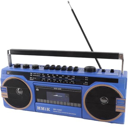 Tragbarer Kassettenspieler-Boombox, Retro-Blueooth-Boombox, AM-FM-SW-Radio-Stereo-Kassettenspieler mit Großem Lautsprecher und Kopfhöreranschluss, USB-Anschluss, (Blue)