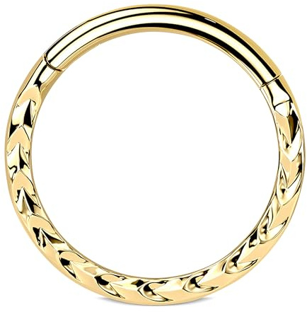 Stachelkleid Clicker Klicker Segmentring Piercing Chirurgenstahl 316l Chevron Design Schwarz Silber Gold 1.2mm Ohrring Conch Daith Nase Nippel Rook Intim Septum Snug Tragus Edel Luxus Schick Elegant