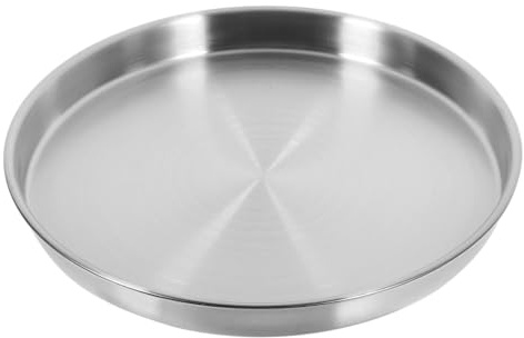 Alipis Stainless Steel Dinner Plate 9.06 inch Round Serving Plate Metal Food for Steak Pasta Breakfast Snacks Camping Family Meals Parties Restaurants 1 Pack