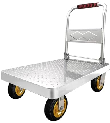 Coolpleasant Plattformwagen, Zusammenklappbarer Schubkarren Aus Metall, Flachbettwagen Mit Rädern, Plattformwagen, Traglast 500 Kg, Beweglicher Dolly-Wagen, Schwerer Flacher Handwagen