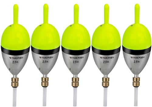 THKFISH Balsaholz Angelposen Set, 5PCS Slip Posen, Schwimmer Angeln, Waggler Posen, Hechtpose auf Crappie, Panfish, Walleye, Lachs, Angelzubehör Posen und Forellen Posen, 4/5/6 cm P02-MUKONGP