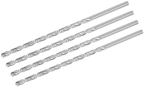 sourcing map 7mm Twist Drill Bits, High-Speed Steel Straight Shank Extra Long Drill Bit 250mm Length for Wood Plastic Aluminum, 4pcs