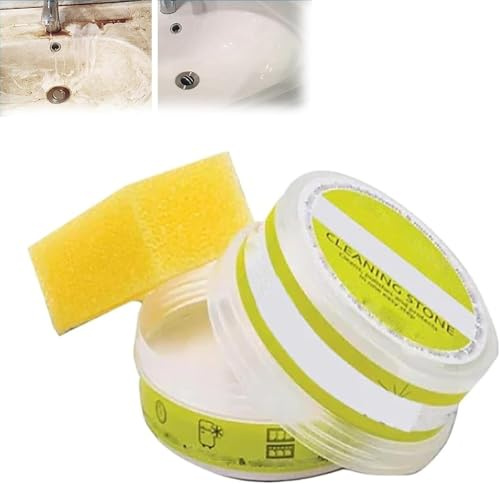 Eco-Friendly Cleaning Stone, Cleaning Pebble Stone Shower Floor, Clean It Cleaning Stone with Sponge, Multi Purpose Cleaning Stone for Bathroom, Kitchen, Bedroom, Home Cleaning (1)