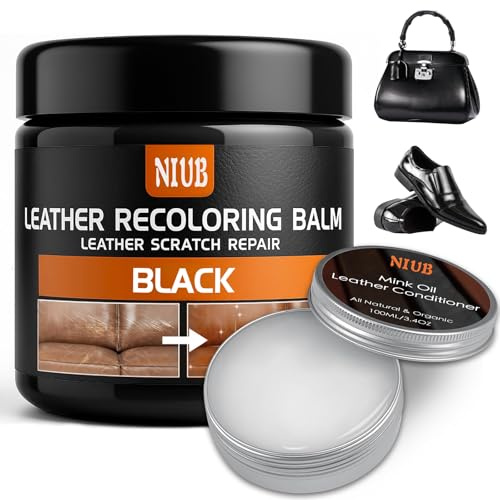 Leder Reparatur Set, Lederreparatur Creme mit Lederpflegemittel, Schwarz | NIUB Lederfarbe Autositze, Auto Leder Reparatur Set, Leder Auffrischen, Färben, Flüssigleder & Lederfarbe