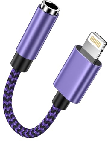 Lightning auf 3,5mm Kopfhöreranschluss Adapter,Aux zu Lightning Kabel | iPhone Kopfhörer Stecker Adapter,Adapter Lightning auf Klinke Kompatibel für iPhone14/12/11/XS/XR/X/8,i Pad Pro/Mini,Headset