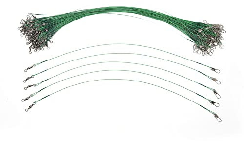 Baxnore 100 Stück Angelvorfachschnur, Stahl-Angeldrahtvorfächer, leichte Angelwirbel mit Schnappvorfach, Ersatzvorfach für Angelgeräte zum Angeln (30cm)