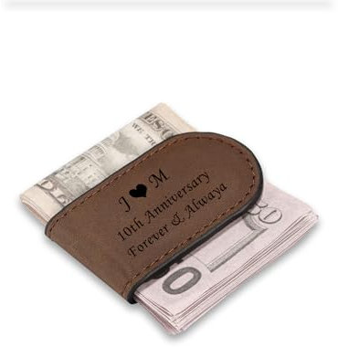 PiercingJak Personalisierte Geldklammer mit Gravur magnetische Geldklammern für Herren ID Namen Geldscheinklammer Geldscheine Kreditkarte Money Clip Leder Schmaler Kartenhalter Geschenke für Männer
