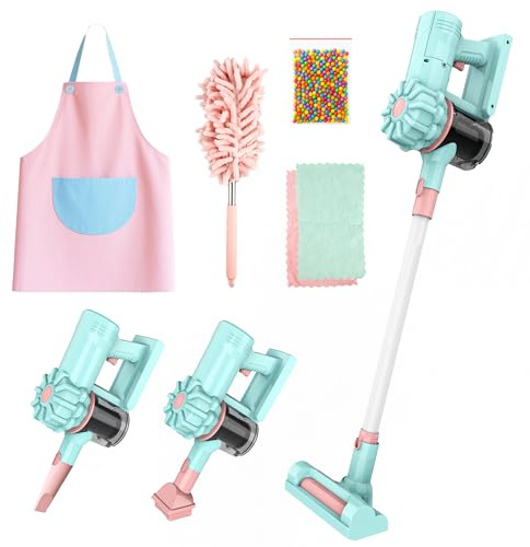 SMILESSKIDDO Kids Vacuum that Really Works - Toy Vacuum with Real Suction, Working Sound, Ball Popping Action & 5PCS Cleaning Toy Set Accessories, Housekeeping Toys Gifts for Toddler Girls & Boys